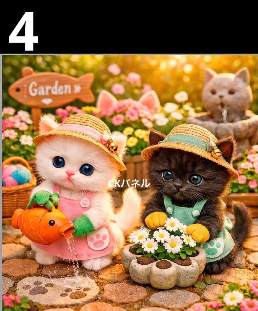 オーダーページ　ハンカチ424ガーデニングねこちゃん柄ハンドメイド2/24