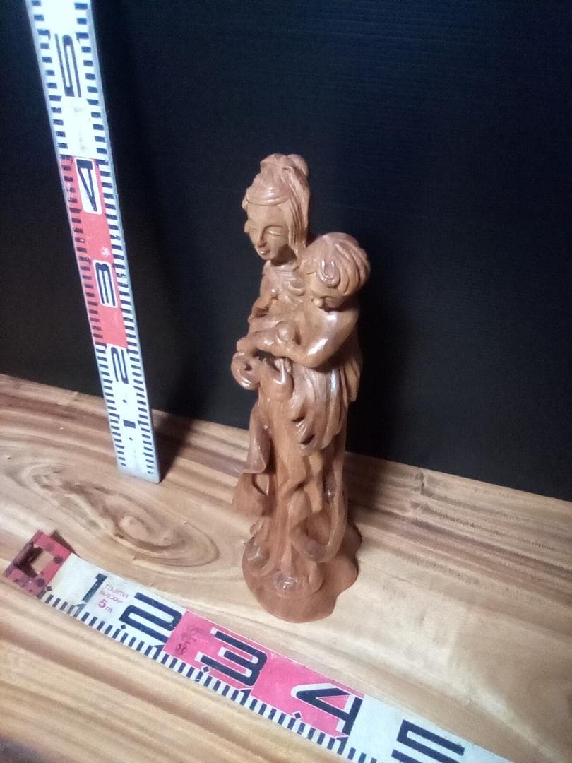 木製 母子像 約46cm