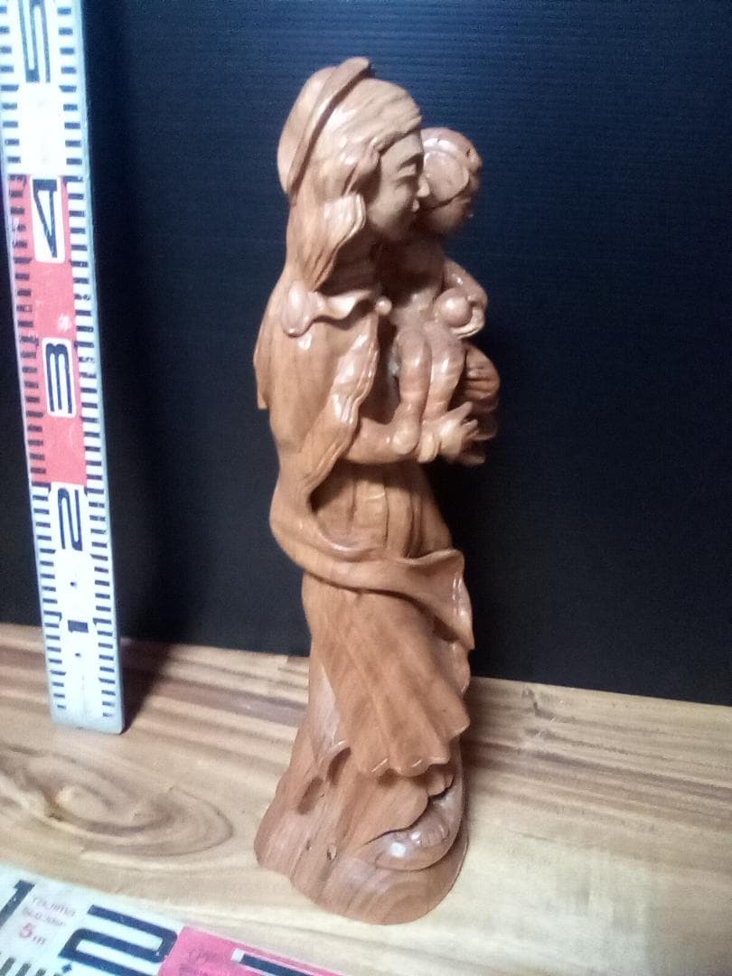 木製 母子像 約46cm