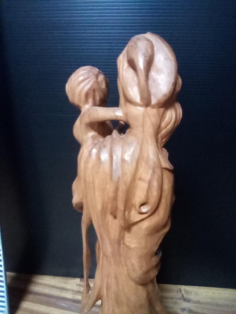 木製 母子像 約46cm