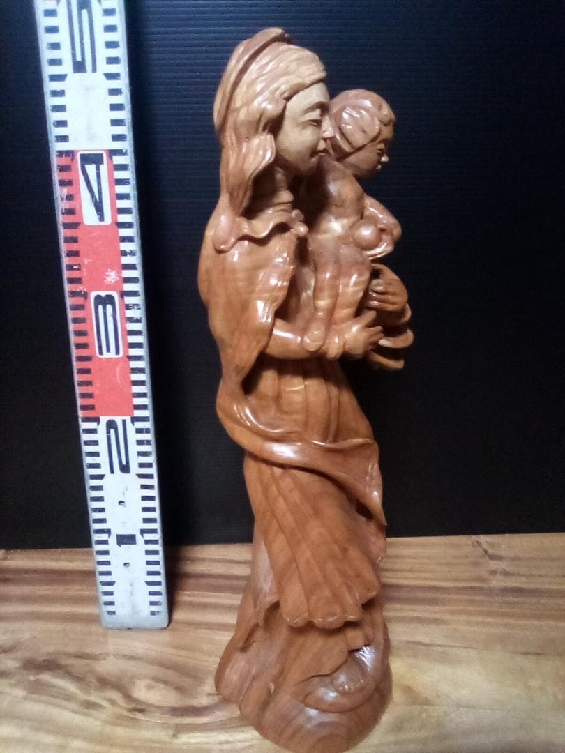 木製 母子像 約46cm