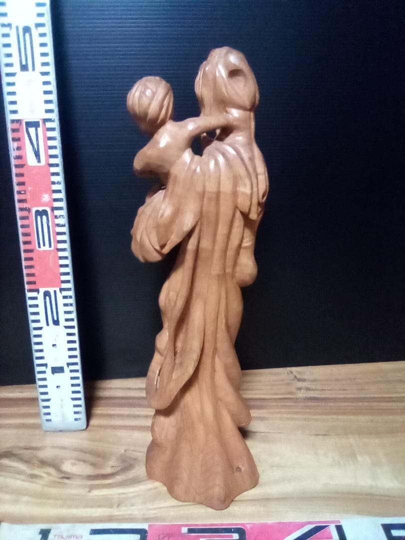 木製 母子像 約46cm