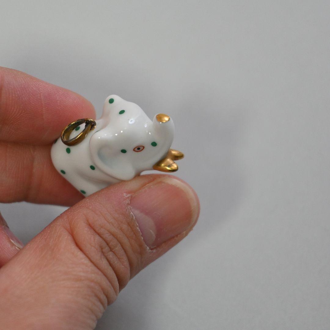 599★ Herend ヘレンド ペンダントトップ 磁器 像 エレファント