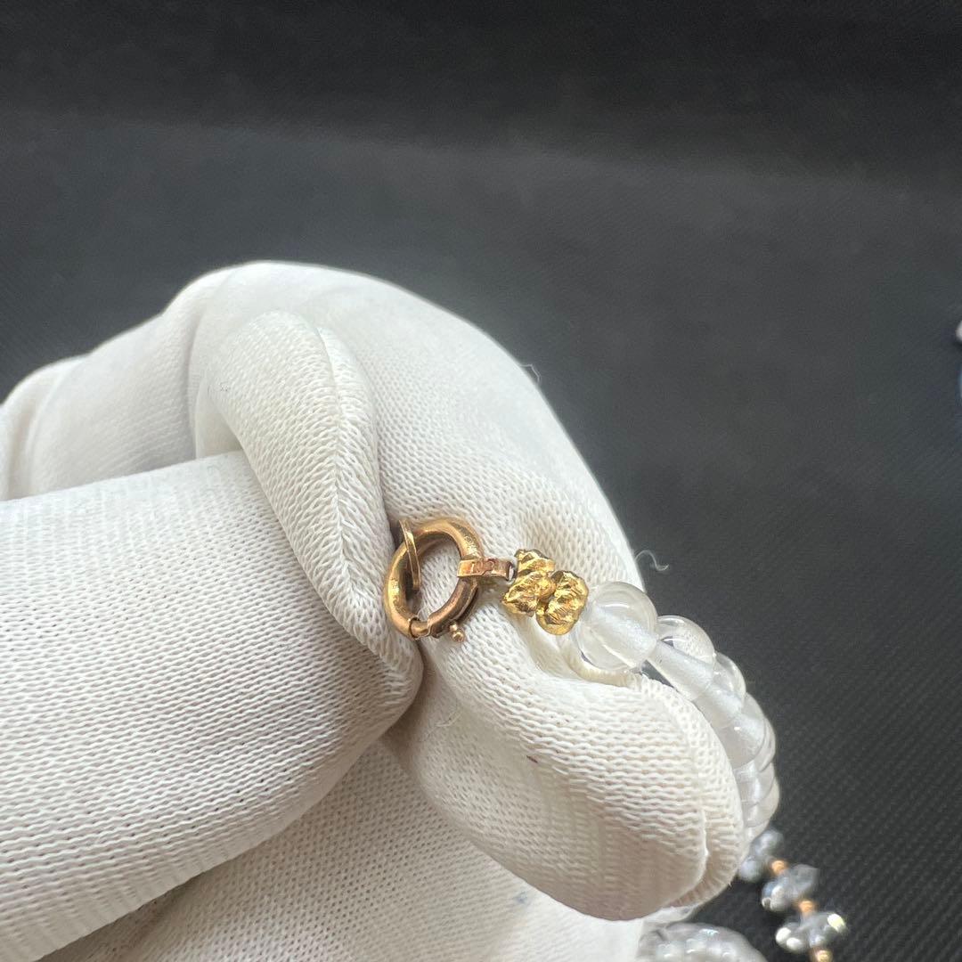 k18 カット水晶ネックレス　ペンダント金玉入り　金具18金　ネックレス