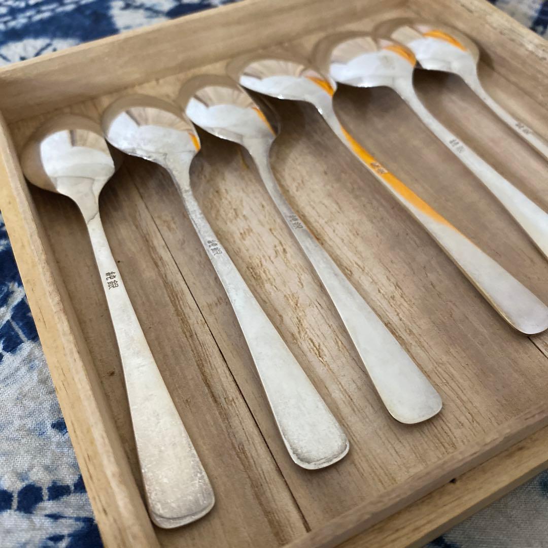 純銀刻印　ティースプーン　6本