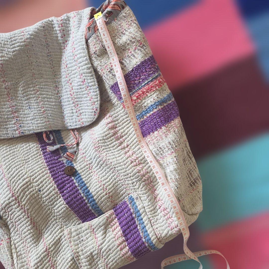 値下げ！カンタ、ラリー、お色が素敵な手作り、刺し子リュック