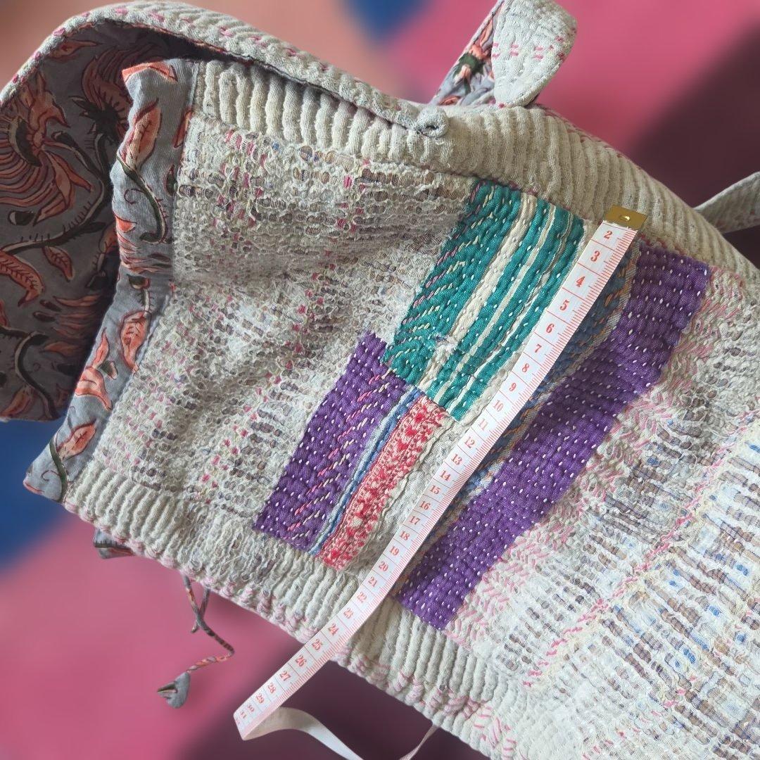 値下げ！カンタ、ラリー、お色が素敵な手作り、刺し子リュック