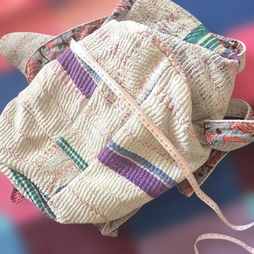 値下げ！カンタ、ラリー、お色が素敵な手作り、刺し子リュック