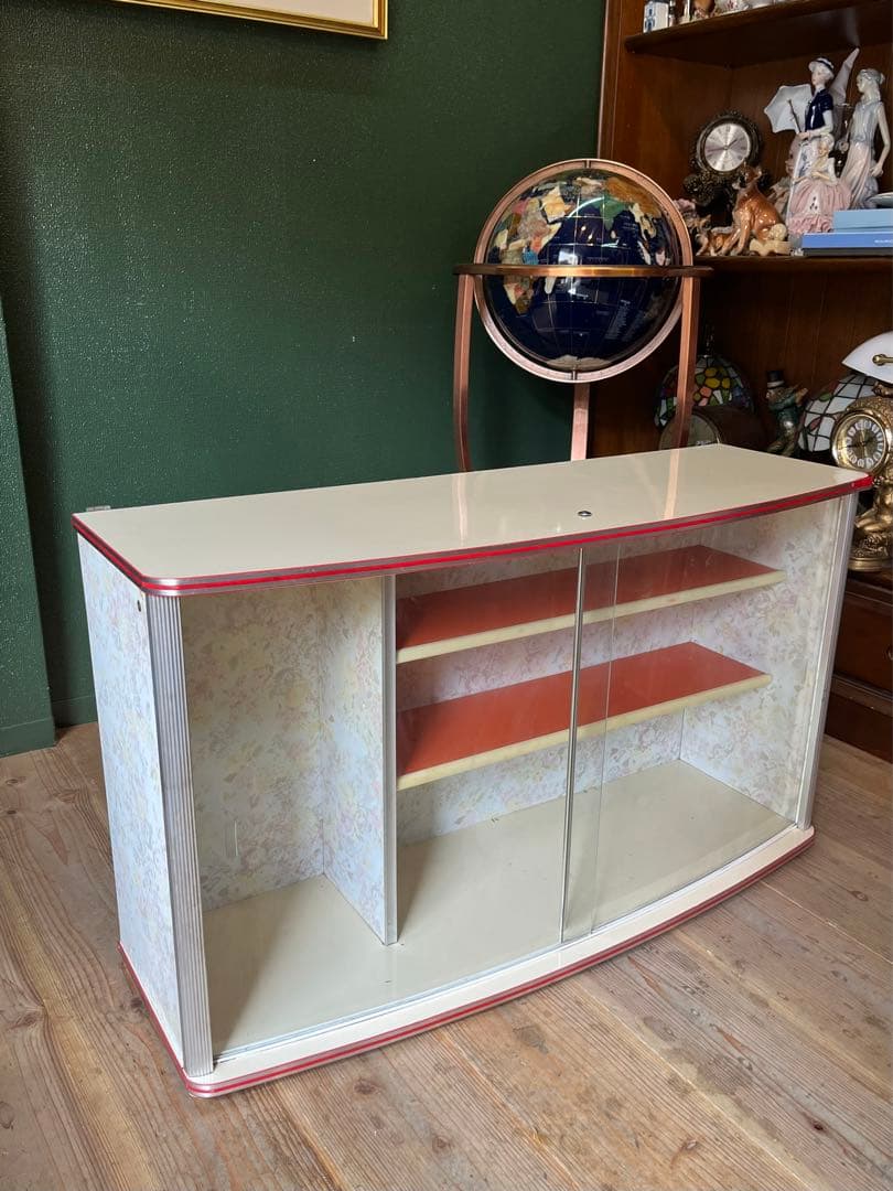 吊り戸棚 花柄 昭和レトロ レトロポップ 食器棚 当時物 飾り棚 インテリア