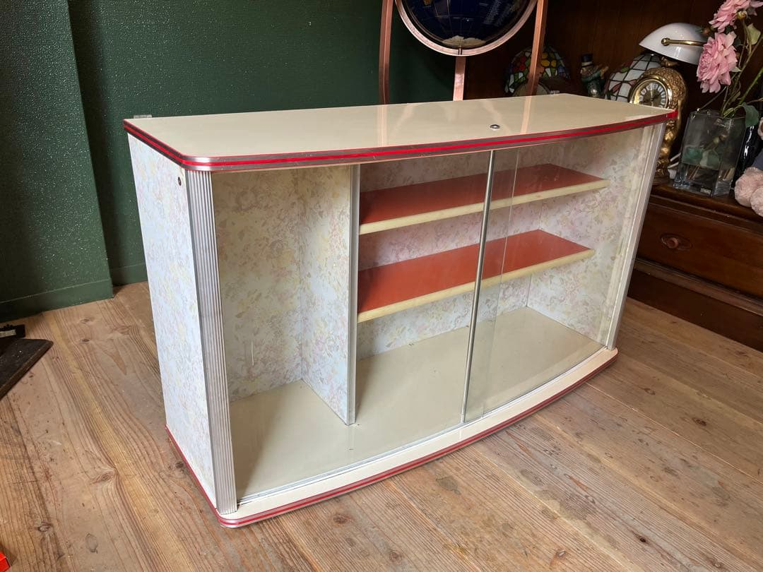 吊り戸棚 花柄 昭和レトロ レトロポップ 食器棚 当時物 飾り棚 インテリア