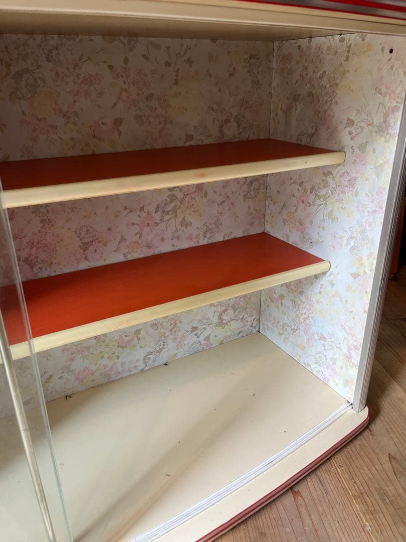 吊り戸棚 花柄 昭和レトロ レトロポップ 食器棚 当時物 飾り棚 インテリア