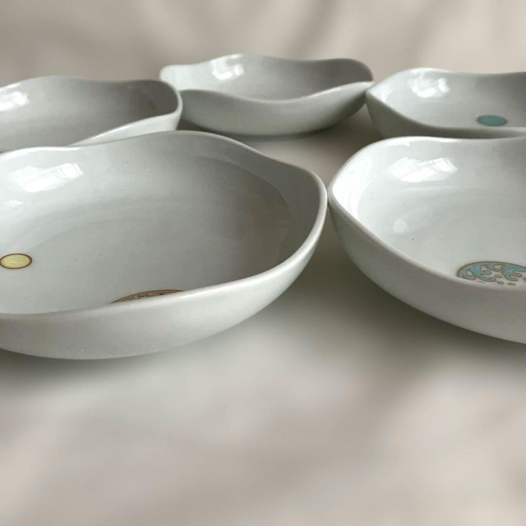 【新品未使用】深川製磁　寿赤絵　蓋物 取皿揃　7点セット