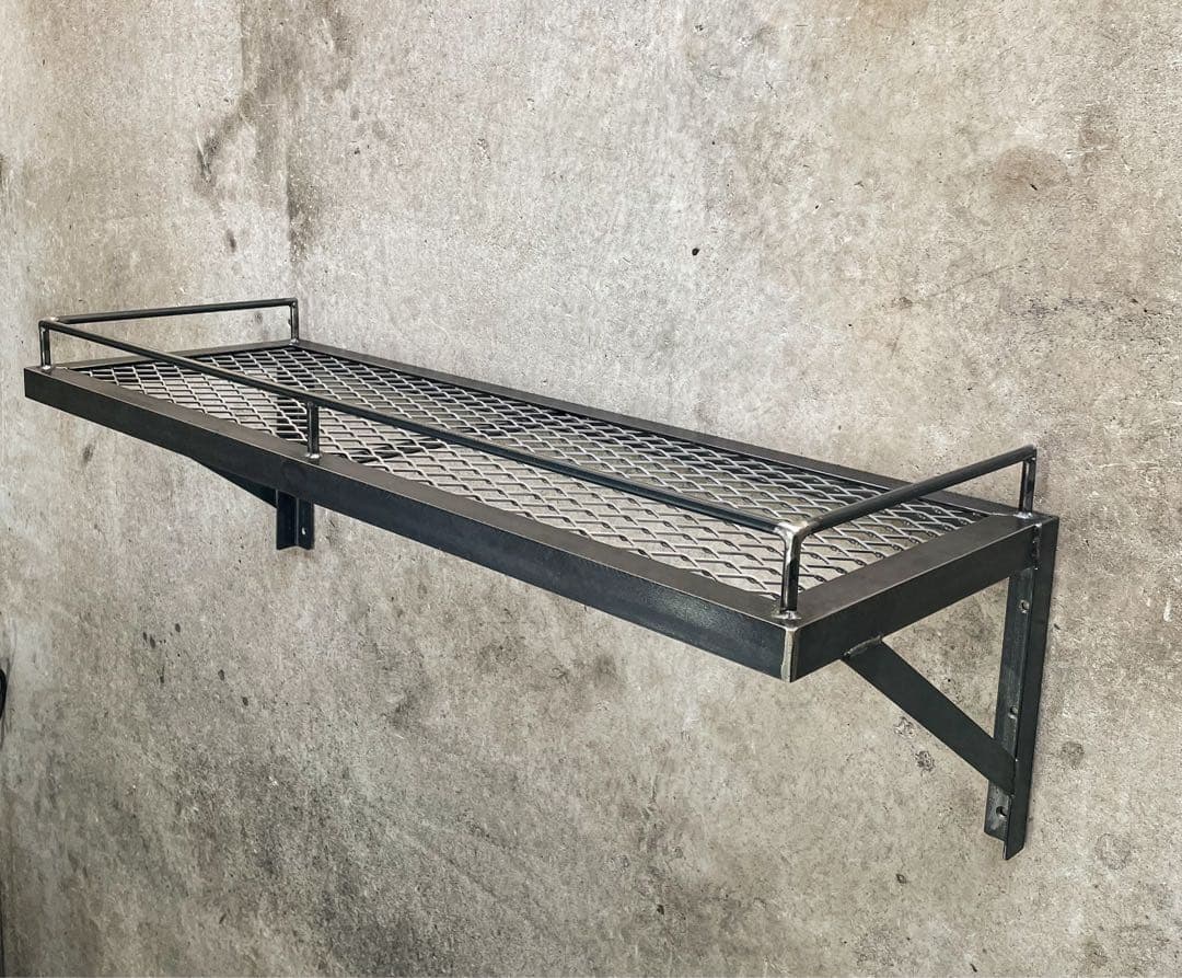 アイアンウォールシェルフＢ［柵付き］　ウォールラック　アイアン家具
