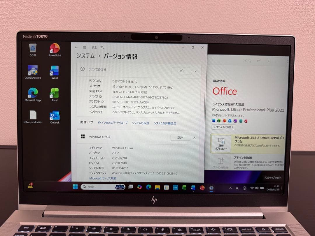 累積821h HP 630/G10 i7 16GB 512GB 指紋・顔認証