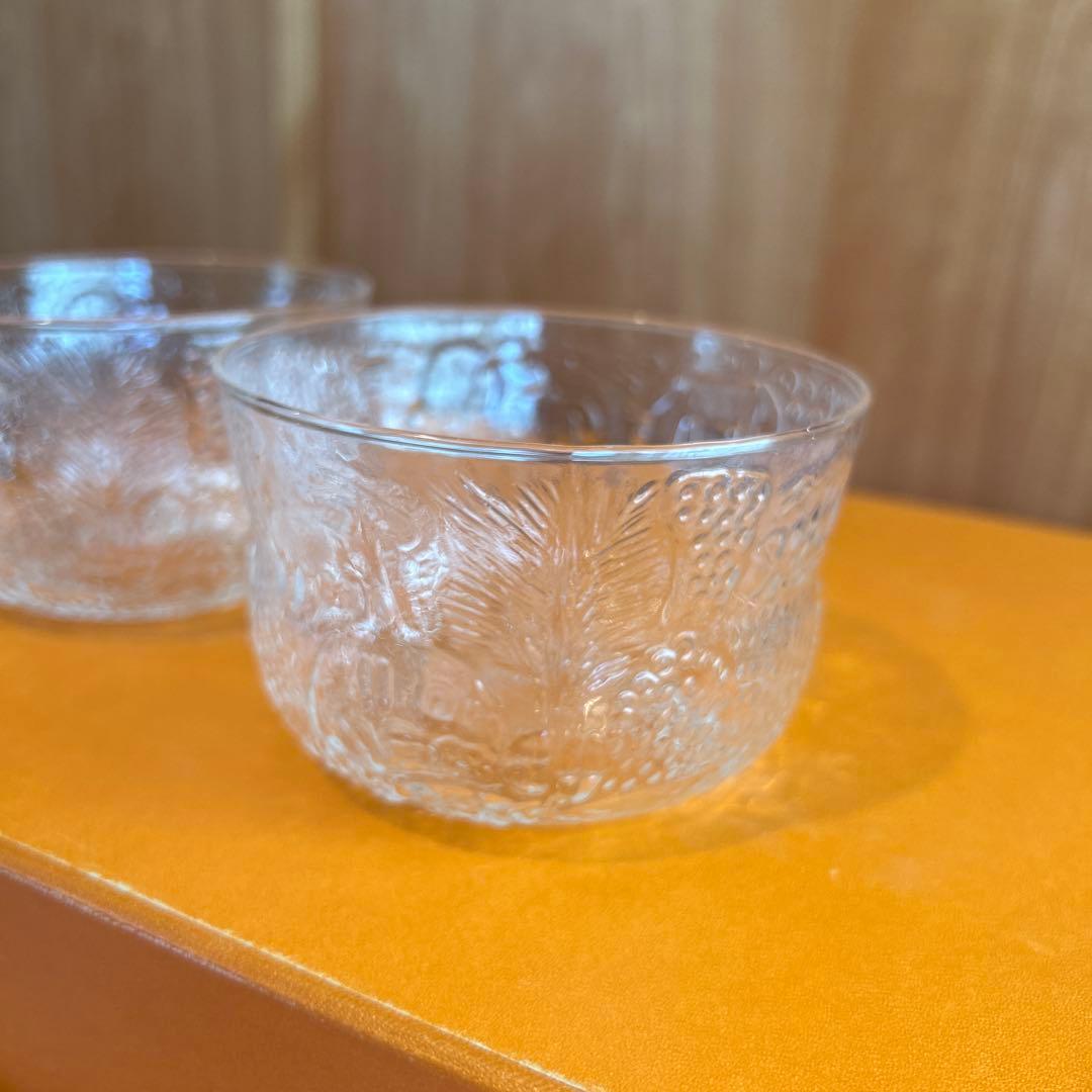 186◆イッタラ ファウナ　動物柄ガラスボウル　２個セット　ヴィンテージ