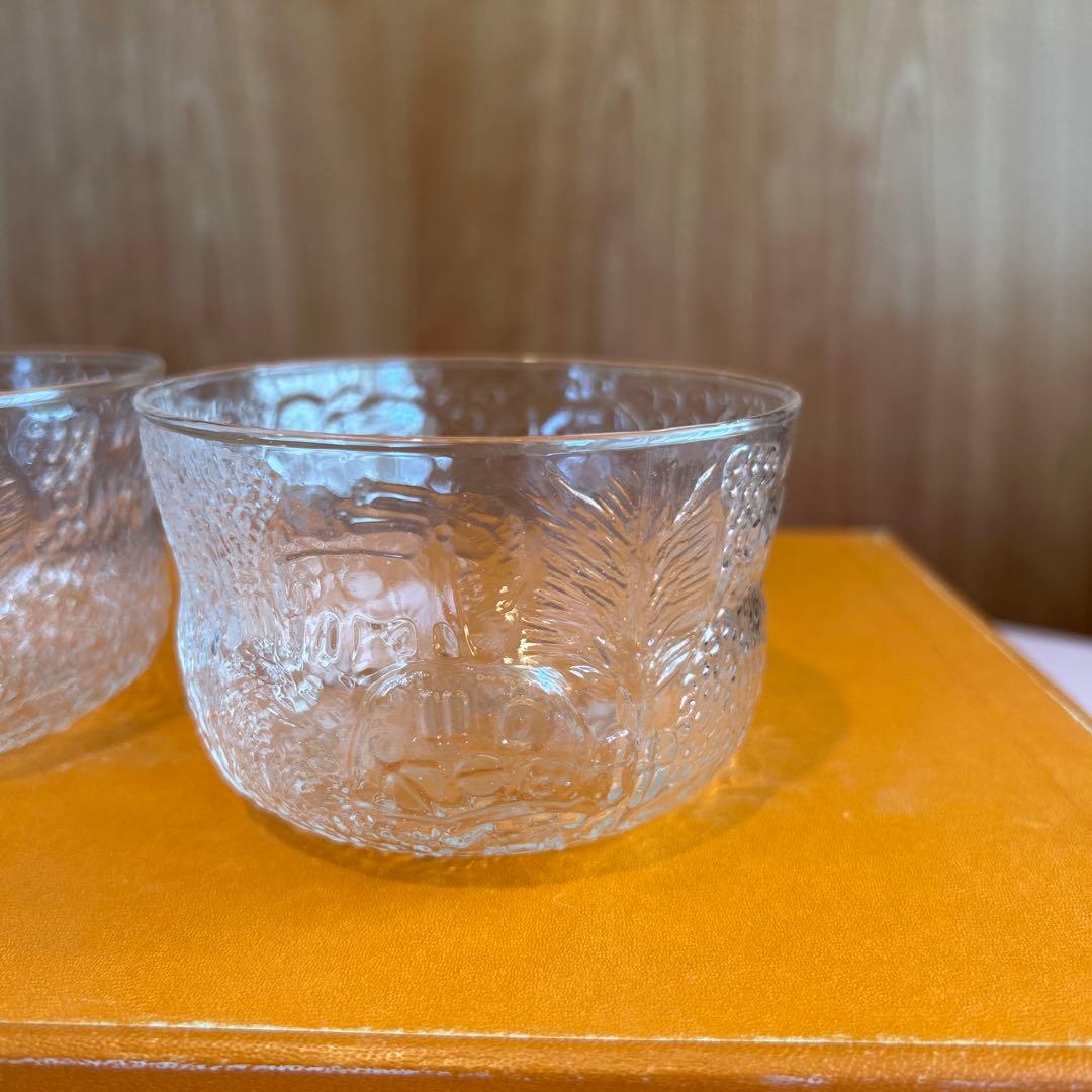 186◆イッタラ ファウナ　動物柄ガラスボウル　２個セット　ヴィンテージ