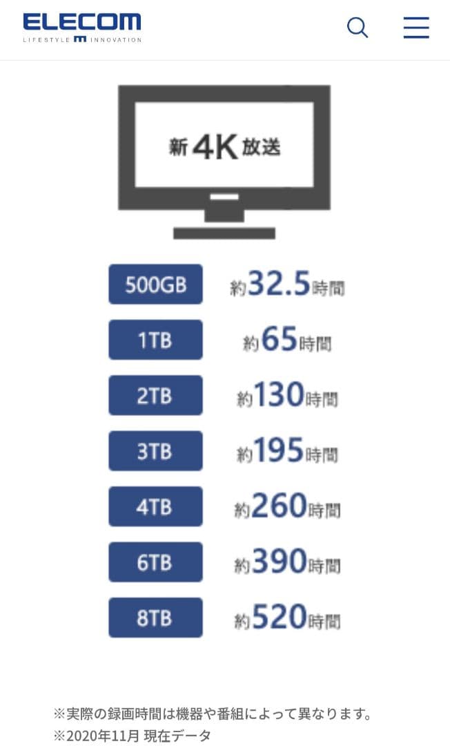 エレコム　ELD-QEN2020UBK 外付けHDD 2TB