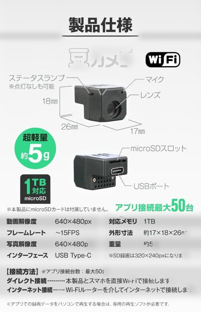 防犯小型Wi-Fiカメラ