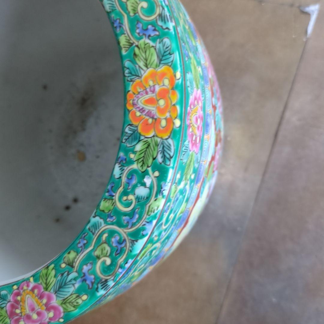 骨董　古伊万里　火鉢　十錦手　色絵　蝶々　花尽くし　鉢カバー