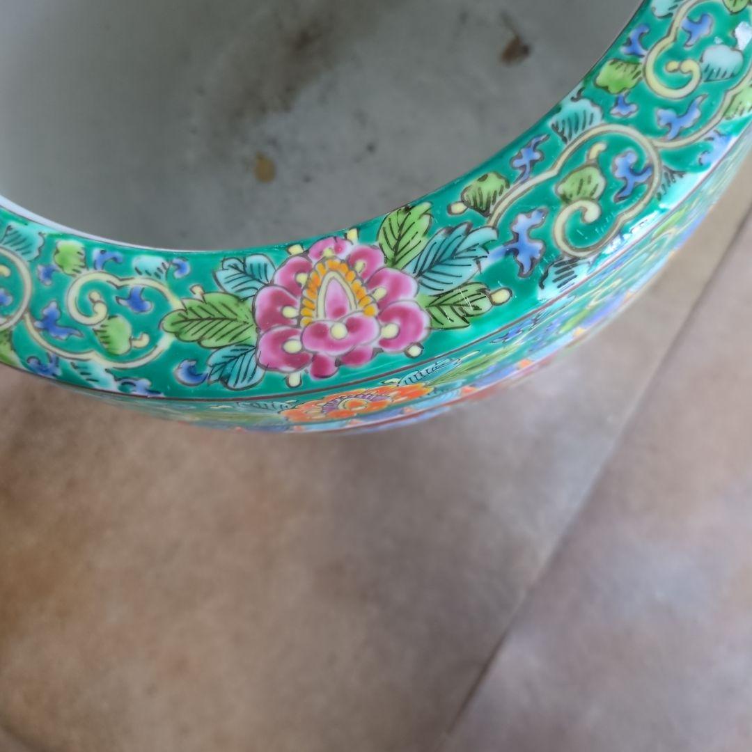 骨董　古伊万里　火鉢　十錦手　色絵　蝶々　花尽くし　鉢カバー