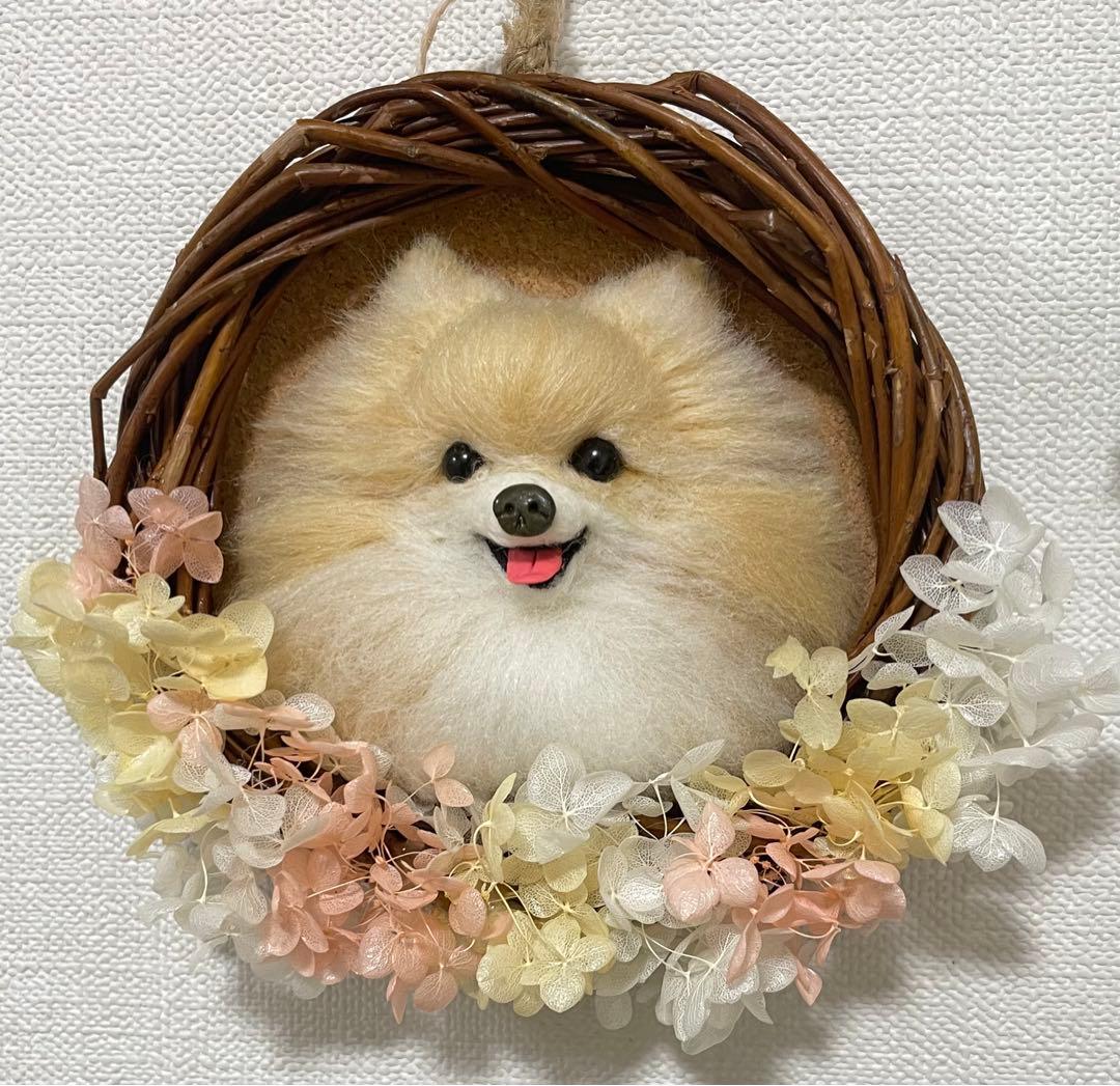 羊毛フェルト　ハンドメイド　プリサードフラワーリースタイプ　オーダー受付中