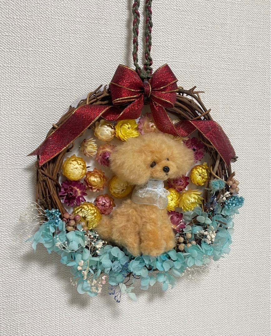羊毛フェルト　ハンドメイド　プリサードフラワーリースタイプ　オーダー受付中