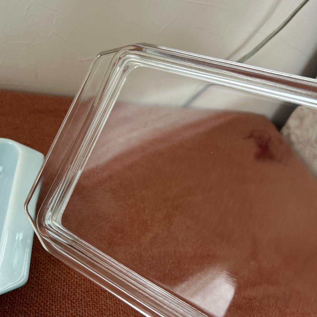 レトロ　パイレックス　ターコイズ　スノーフレーク　キャセロール ディッシュ