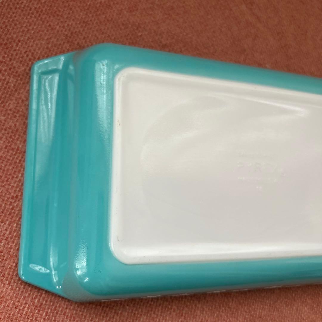 レトロ　パイレックス　ターコイズ　スノーフレーク　キャセロール ディッシュ