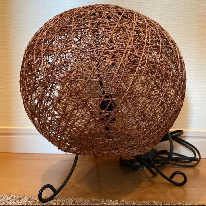 ルームライト ボール ロープ 麻 網ネット 電球 オレンジ ブラウン 2点セット