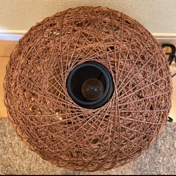 ルームライト ボール ロープ 麻 網ネット 電球 オレンジ ブラウン 2点セット