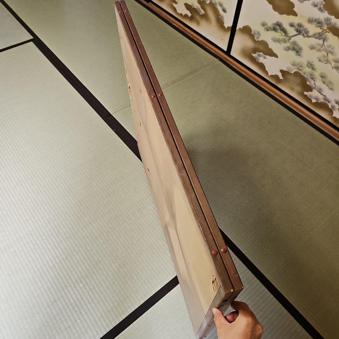 昭和レトロ/1960年代物/レア】屏風 風よけ 風除け 表具 花瓶 壺紋様 金彩