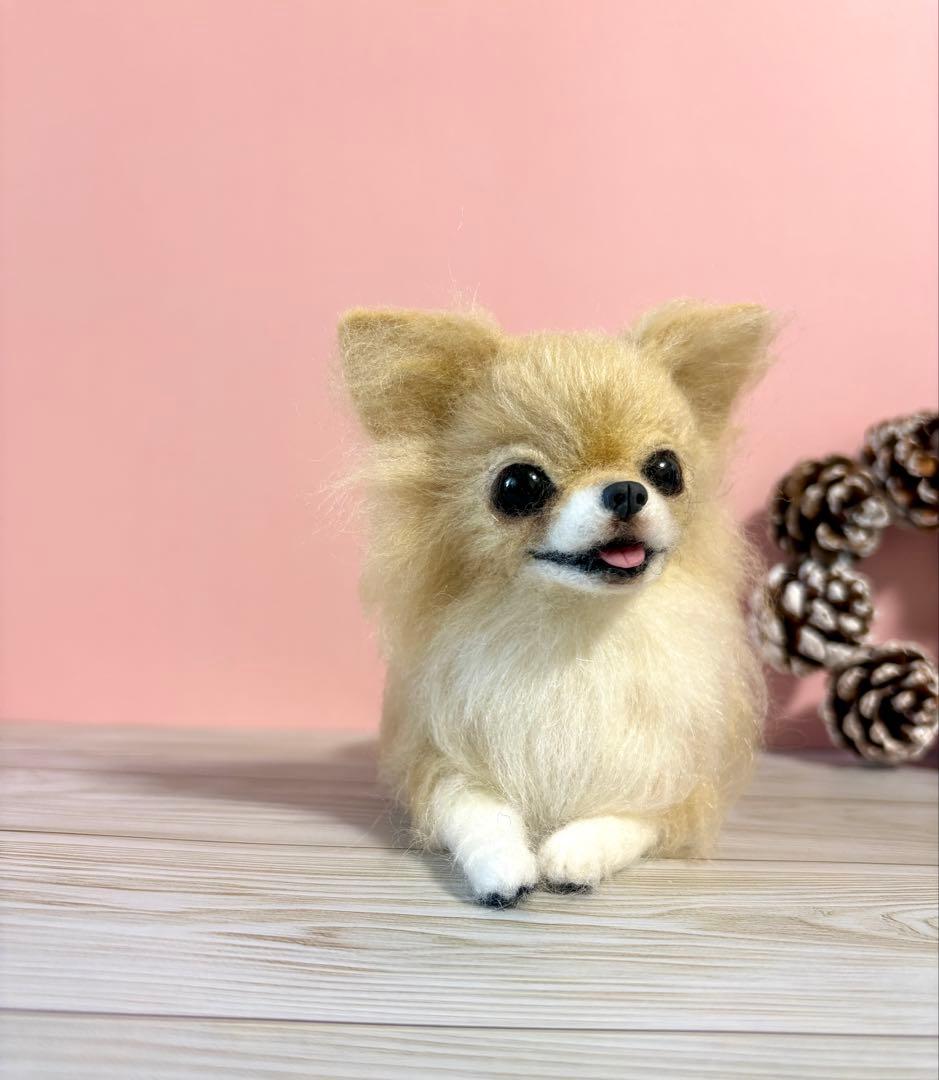 羊毛フェルト　羊毛犬　リラックスチワワ　no.50