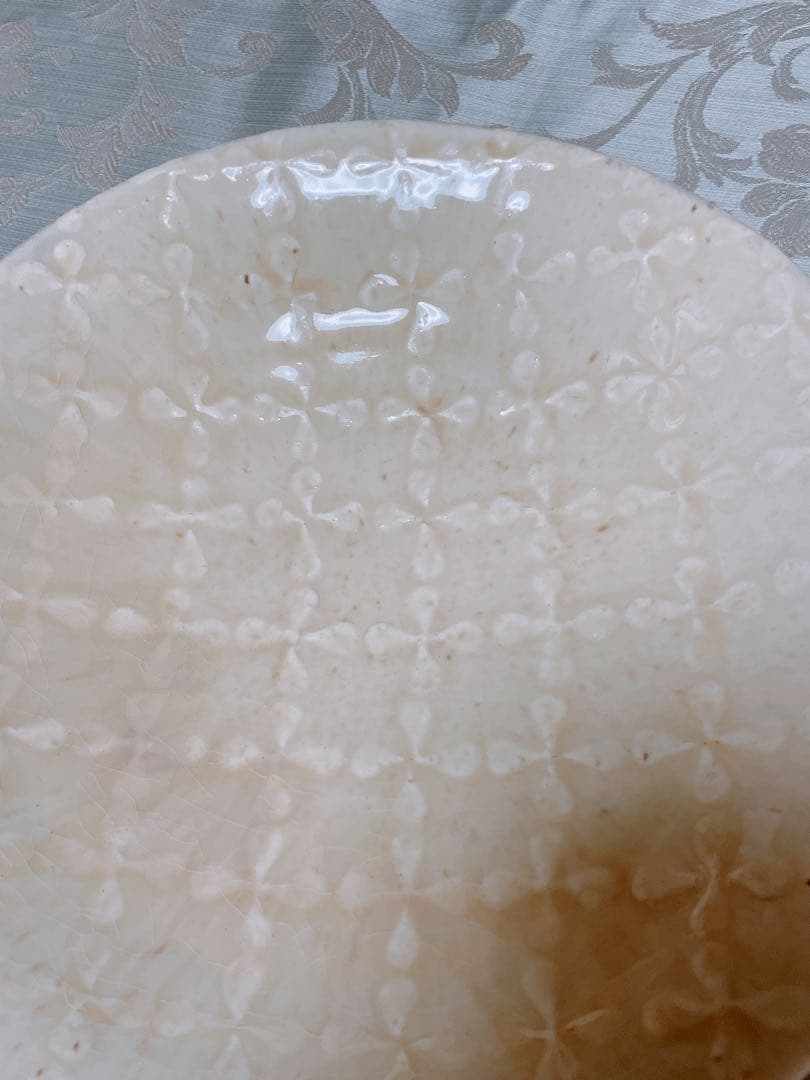 お値下げ　新品！益子陶器市の久保田健司さん　スリップウェア　ナチュラル色プレート