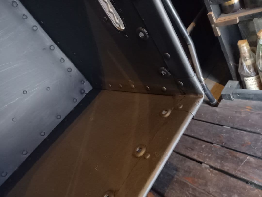 1960's　ヴィンテージ　ファイバー　アイアン　キャリー　ボックス　配達箱