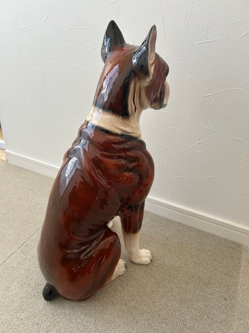 ボクサー置物　犬　陶器　日本製