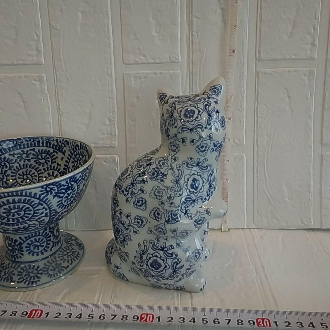 ねこ＆器　置物