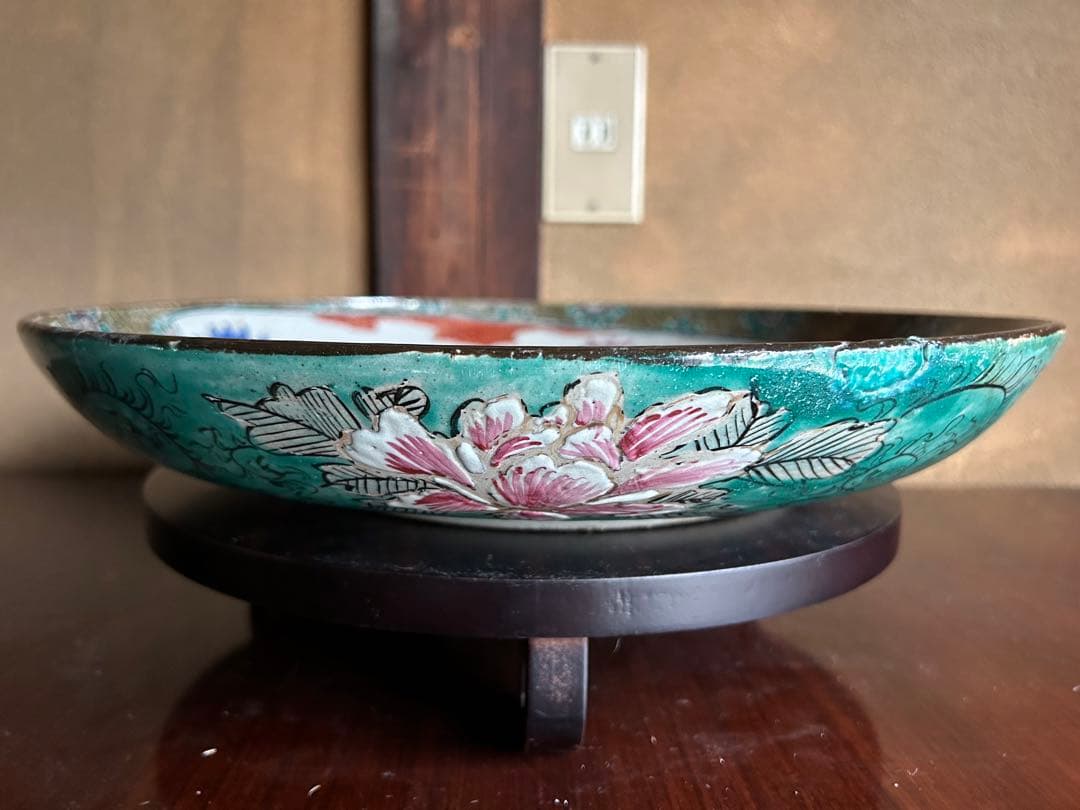 九谷焼　再興九谷　小野窯　平鉢　35センチ