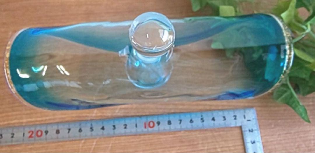 ガラス ブルー 香水瓶 金箔入り 作家 オブジェ