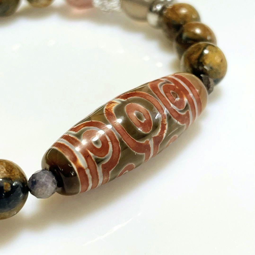 【十眼天珠】黒鳶赤紋 超レア ピーターサイト 天然石 お守り ブレスレット