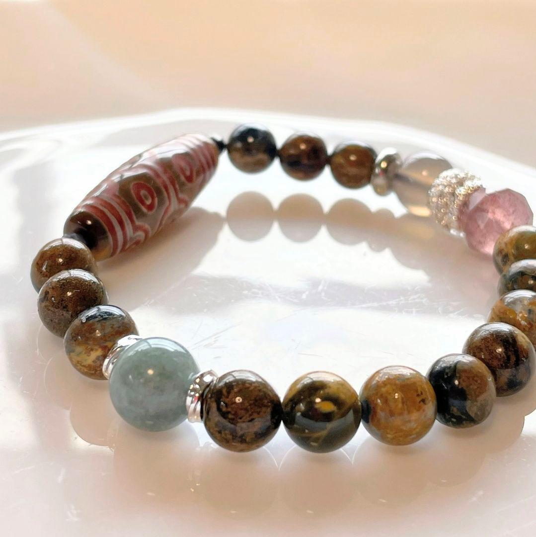 【十眼天珠】黒鳶赤紋 超レア ピーターサイト 天然石 お守り ブレスレット