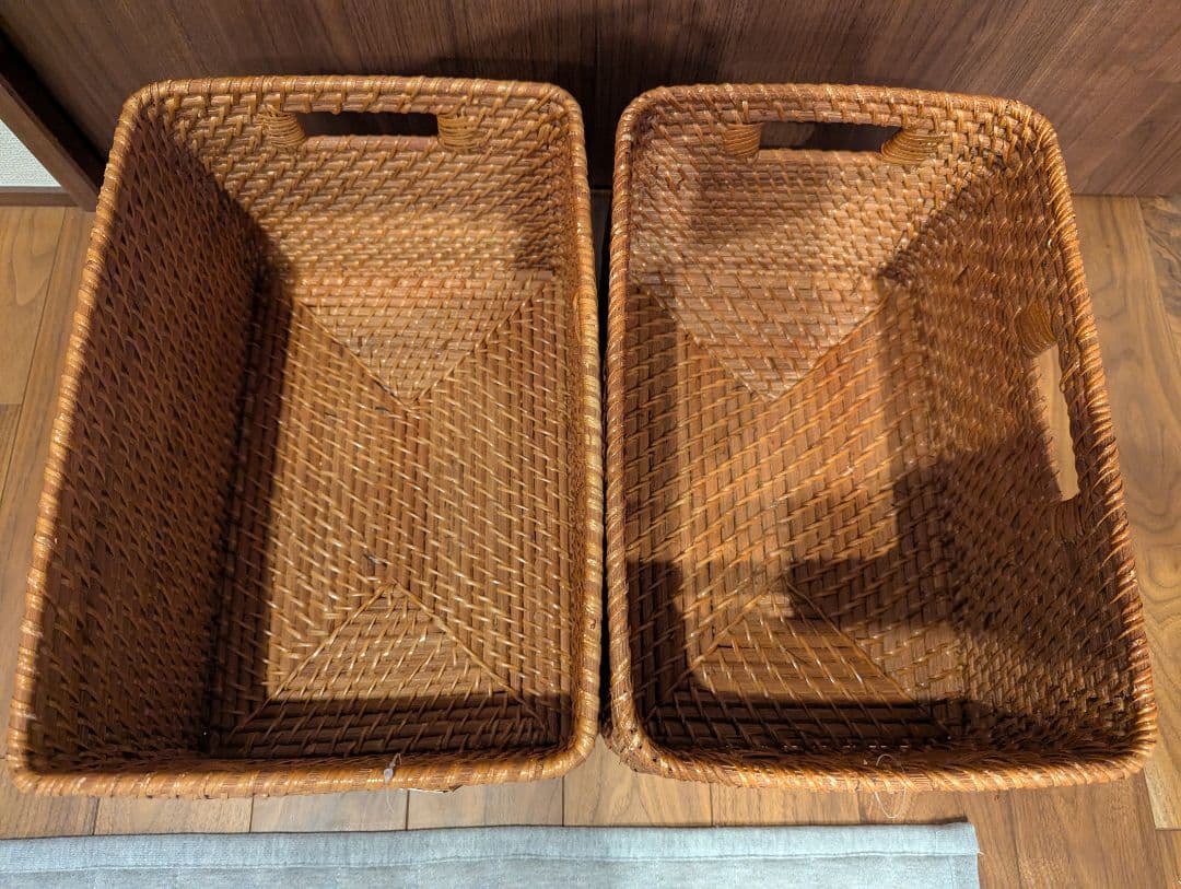 新品未使用　ラタン　かご　 バスケット 2個セット
