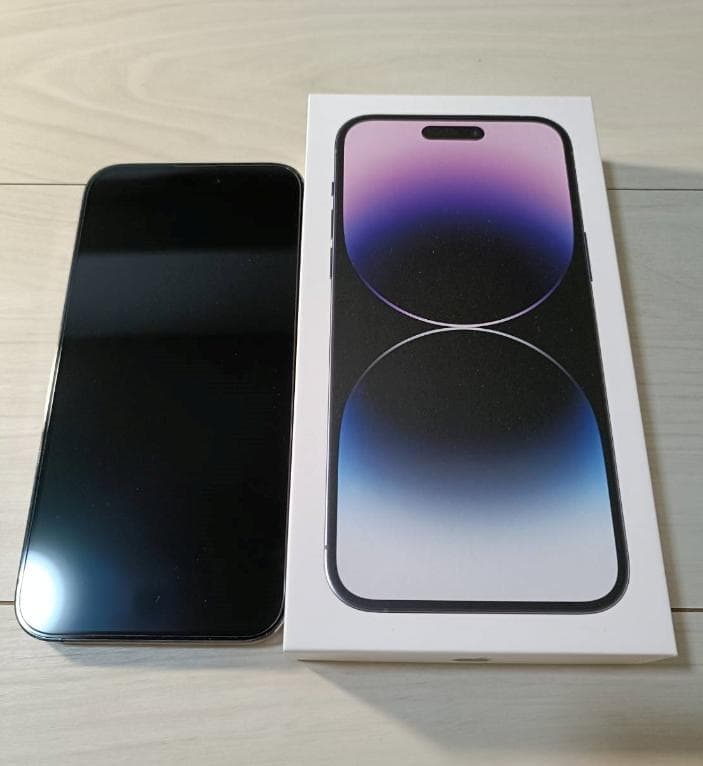 【極美品】iPhone14 Pro Max 256GB 紫 純正レザーケース付き