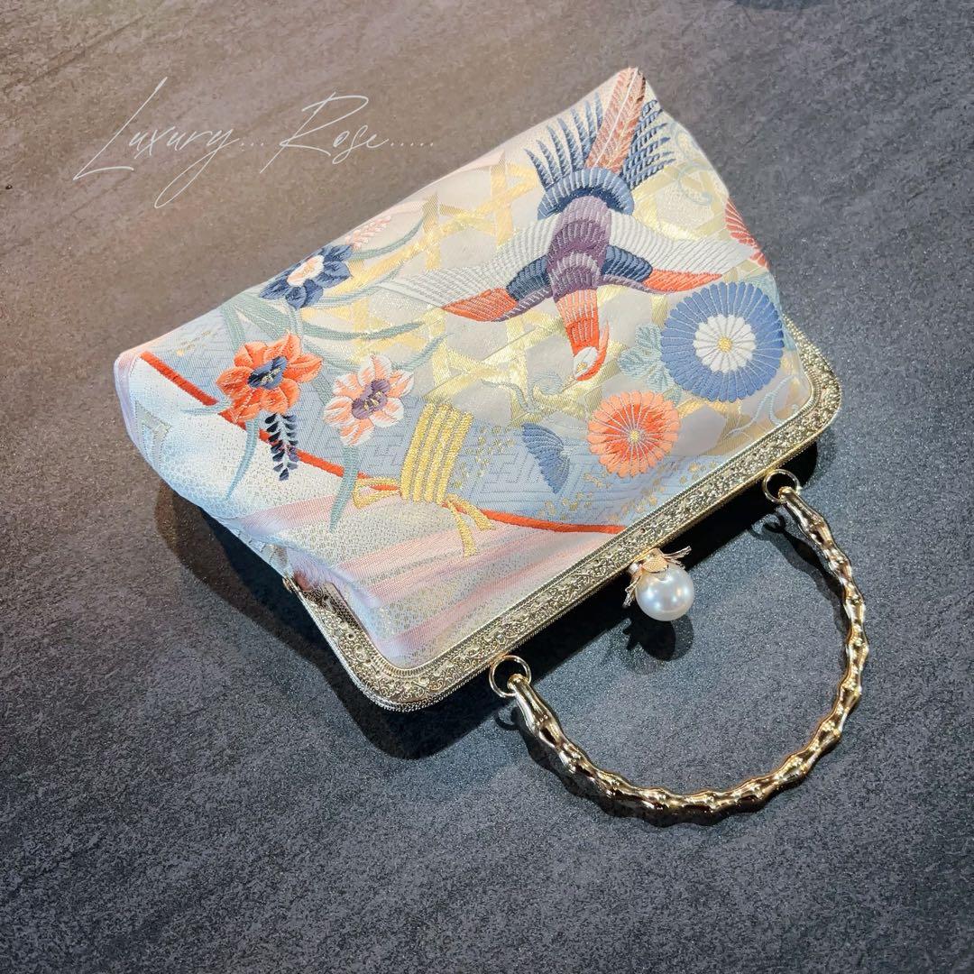 1月の新作♡悠々しい鳳凰ピンクゴールド口金格の高い濃密刺繍の最高級西陣帯地バッグ