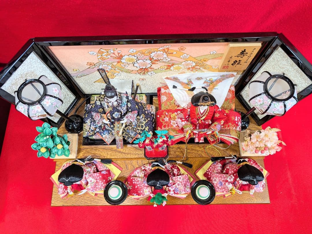 雛人形 壽雛 京甫作 親王飾り 雛飾り ひな祭り おひなさま 桜 固定式 台付き