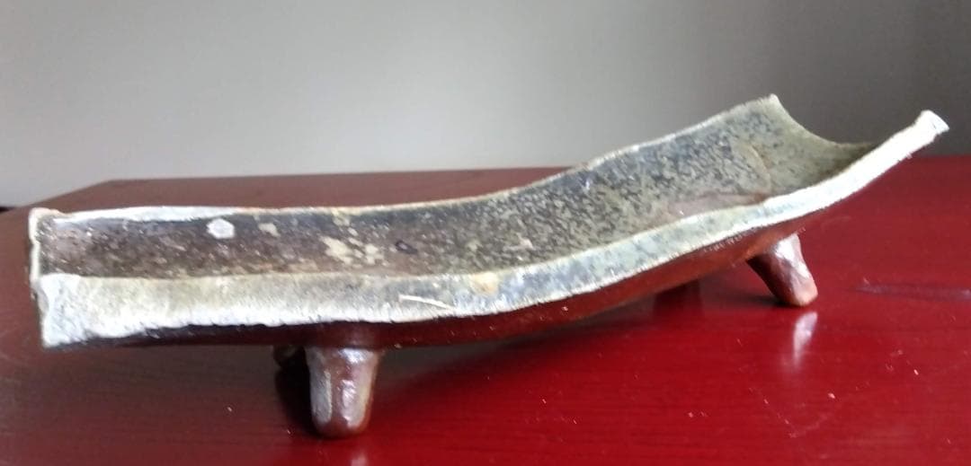 越前焼名工　桝田屋光生 自然灰釉美還元窯変究極美が迸る逸品 舟形大盛鉢 No:1