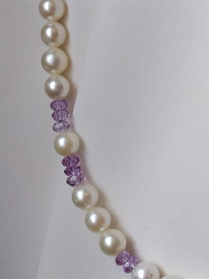 アコヤ真珠、アメジストのセミロングネックレス