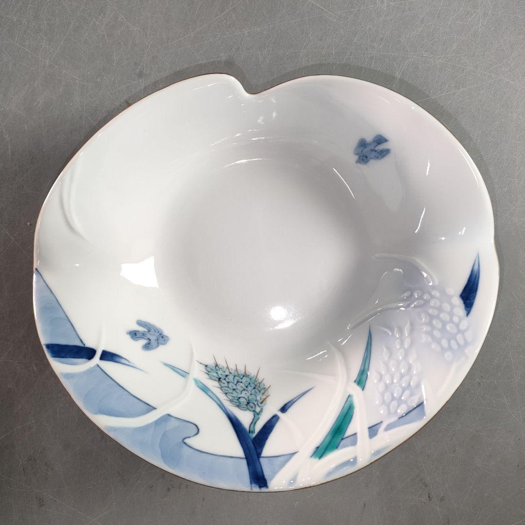 A1336-1/有田焼/富右衛門窯/染錦稲穗彫向付 大5客・小5客/共箱/和食器