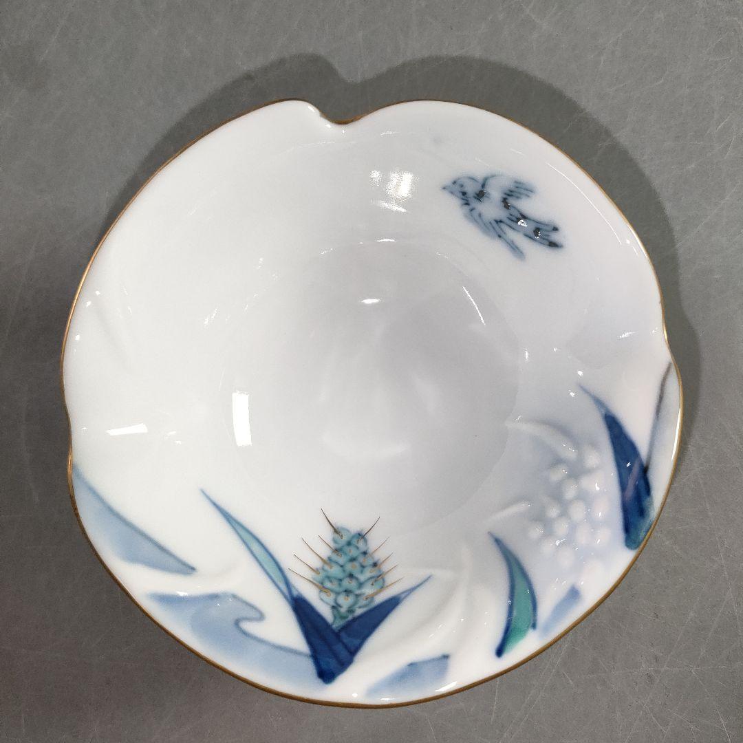 A1336-1/有田焼/富右衛門窯/染錦稲穗彫向付 大5客・小5客/共箱/和食器