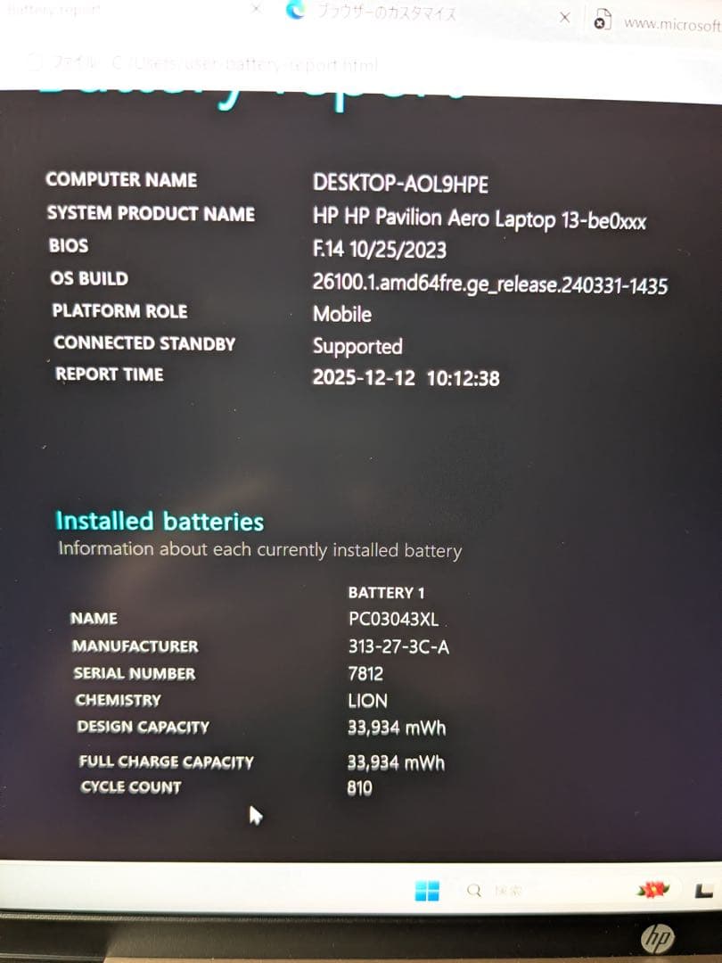 Windowsノート本体 HP Pavilion Aero Laptop 13-be0xxx 5800U