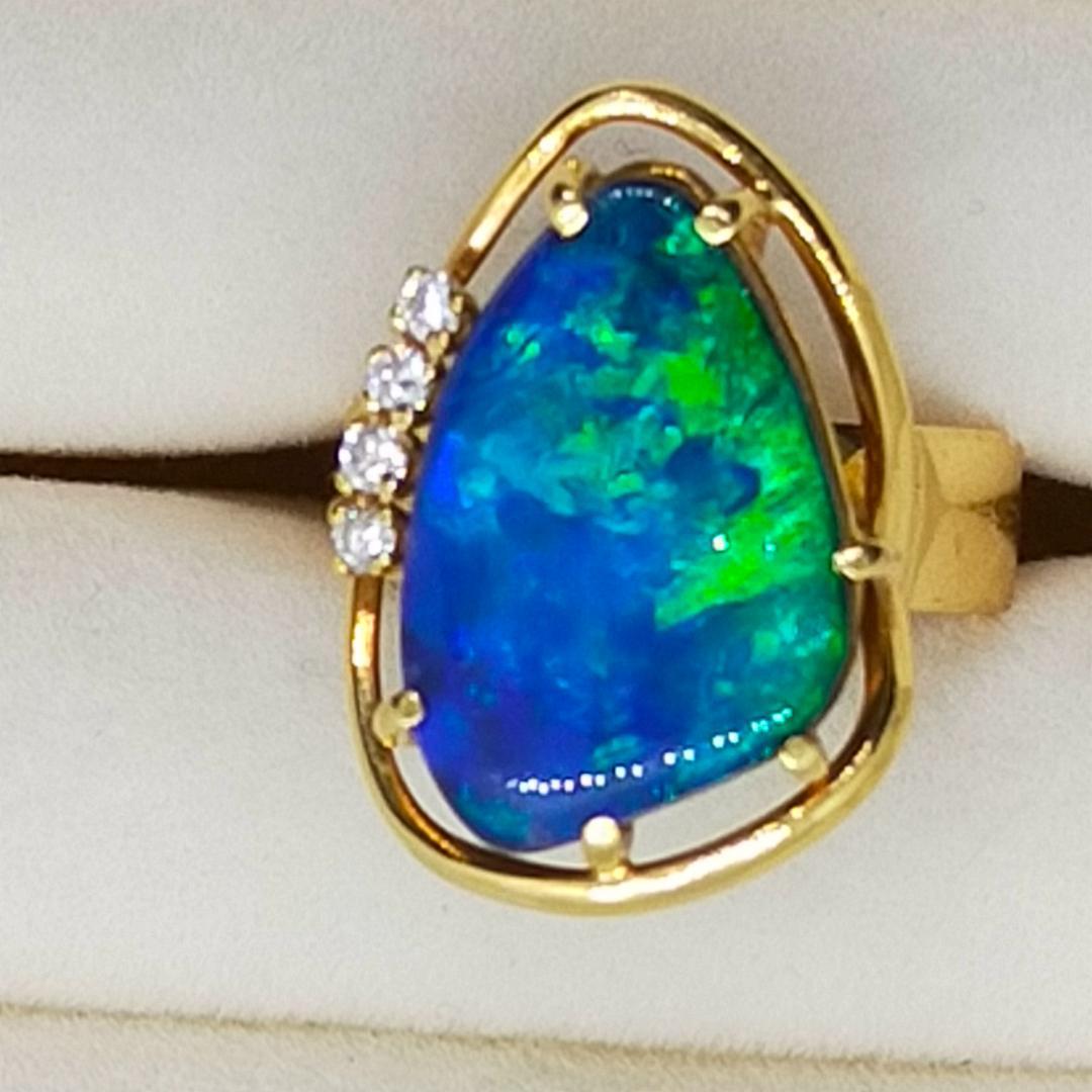 ボルダーオパール　指輪　7.02ct　K18　11号